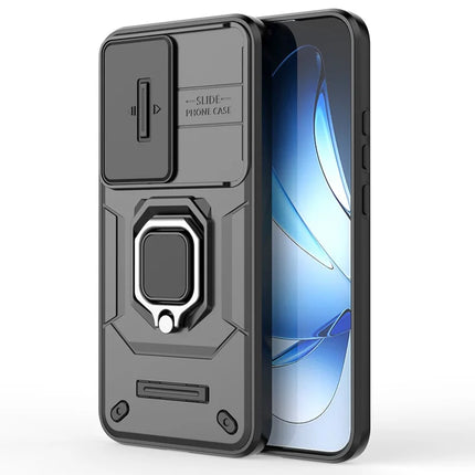 For Oppo Reno13 5G (Global) Case PC + TPU Kickstand Phone Protector with Lens Cover