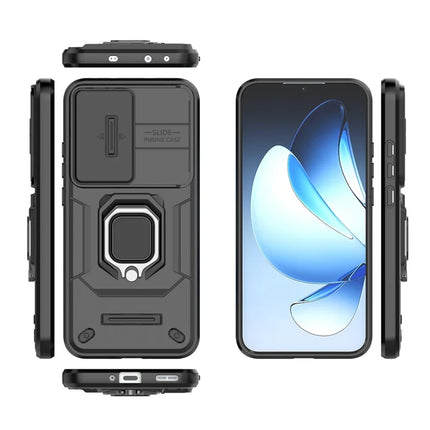 For Oppo Reno13 5G (Global) Case PC + TPU Kickstand Phone Protector with Lens Cover
