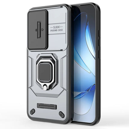 For Oppo Reno13 5G (Global) Case PC + TPU Kickstand Phone Protector with Lens Cover