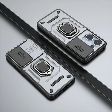 For Oppo Reno13 5G (Global) Case PC + TPU Kickstand Phone Protector with Lens Cover