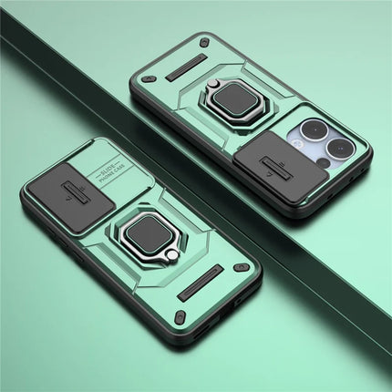 For Oppo Reno13 5G (Global) Case PC + TPU Kickstand Phone Protector with Lens Cover