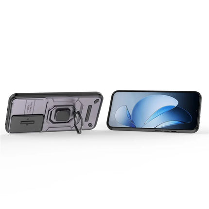 For Oppo Reno13 5G (Global) Case PC + TPU Kickstand Phone Protector with Lens Cover