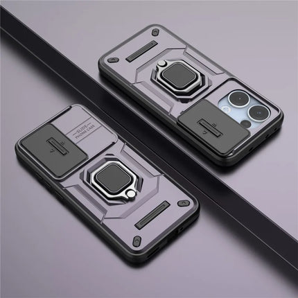 For Oppo Reno13 5G (Global) Case PC + TPU Kickstand Phone Protector with Lens Cover