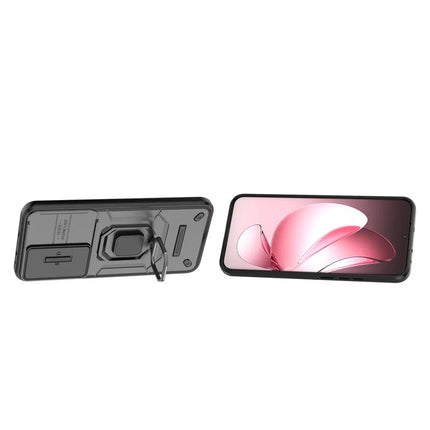 For Oppo Reno13 Pro 5G Case PC + TPU Kickstand Phone Protector with Lens Cover