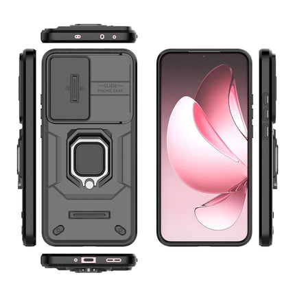 For Oppo Reno13 Pro 5G Case PC + TPU Kickstand Phone Protector with Lens Cover