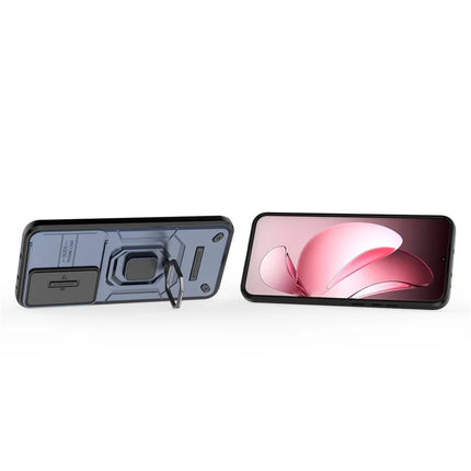 For Oppo Reno13 Pro 5G Case PC + TPU Kickstand Phone Protector with Lens Cover