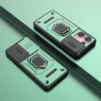 For Oppo Reno13 Pro 5G Case PC + TPU Kickstand Phone Protector with Lens Cover
