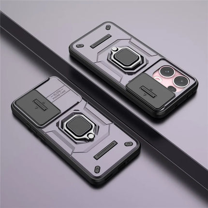 For Oppo Reno13 Pro 5G Case PC + TPU Kickstand Phone Protector with Lens Cover