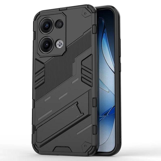 For Oppo Reno13 5G (Global) Case PC + TPU Shockproof Phone Cover with Kickstand - Black