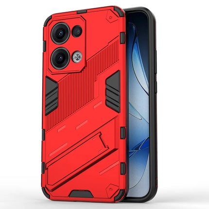 For Oppo Reno13 5G (Global) Case PC + TPU Shockproof Phone Cover with Kickstand - Red