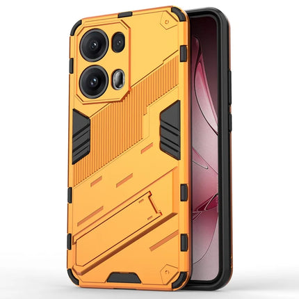 For Oppo Reno13 Pro 5G Case PC + TPU Shockproof Phone Cover with Kickstand - Orange