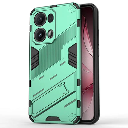 For Oppo Reno13 Pro 5G Case PC + TPU Shockproof Phone Cover with Kickstand - Green