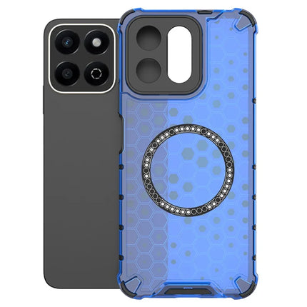 For Honor Play 60 Plus 5G Case Compatible with MagSafe Honeycomb Design TPU + PC Phone Cover - Blue