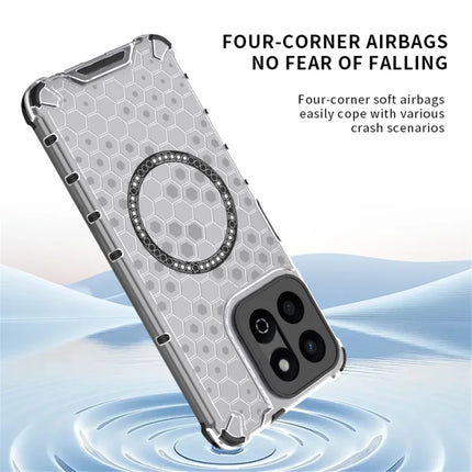 For Honor Play 60 Plus 5G Case Compatible with MagSafe Honeycomb Design TPU + PC Phone Cover