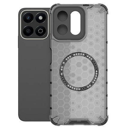 For Honor Play 60 Plus 5G Case Compatible with MagSafe Honeycomb Design TPU + PC Phone Cover - Grey