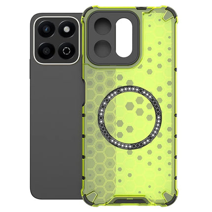 For Honor Play 60 Plus 5G Case Compatible with MagSafe Honeycomb Design TPU + PC Phone Cover - Green