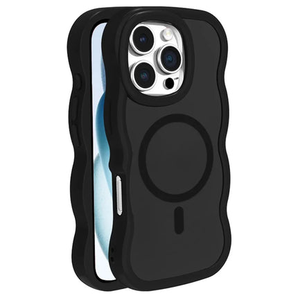 For iPhone 16 Pro Max Case Compatible with MagSafe TPU + PC Phone Back Cover Skin Touch Wave Shape - Black