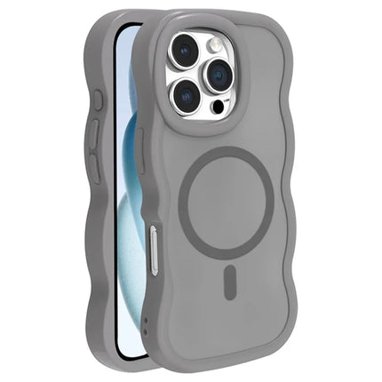 For iPhone 16 Pro Max Case Compatible with MagSafe TPU + PC Phone Back Cover Skin Touch Wave Shape - Grey