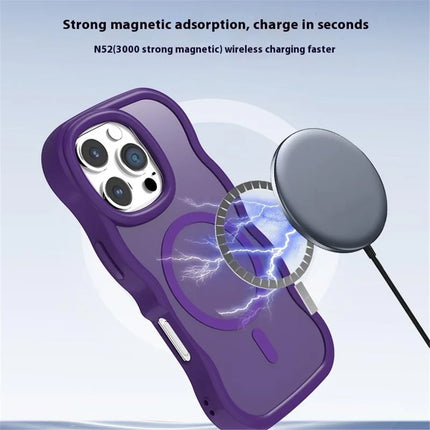 For iPhone 16 Pro Max Case Compatible with MagSafe TPU + PC Phone Back Cover Skin Touch Wave Shape
