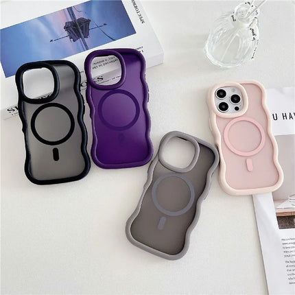 For iPhone 16 Pro Max Case Compatible with MagSafe TPU + PC Phone Back Cover Skin Touch Wave Shape