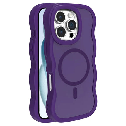 For iPhone 16 Pro Max Case Compatible with MagSafe TPU + PC Phone Back Cover Skin Touch Wave Shape - Purple