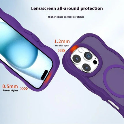 For iPhone 16 Pro Max Case Compatible with MagSafe TPU + PC Phone Back Cover Skin Touch Wave Shape
