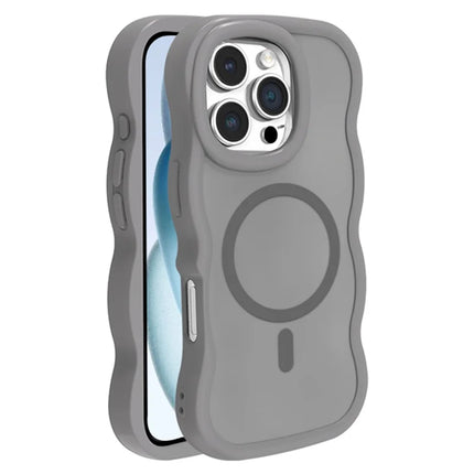 For iPhone 16 Pro Case Compatible with MagSafe TPU + PC Phone Back Cover Skin Touch Wave Shape - Grey