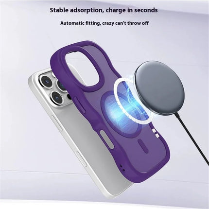 For iPhone 16 Pro Case Compatible with MagSafe TPU + PC Phone Back Cover Skin Touch Wave Shape