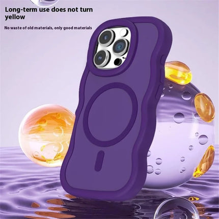 For iPhone 16 Pro Case Compatible with MagSafe TPU + PC Phone Back Cover Skin Touch Wave Shape