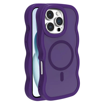 For iPhone 16 Pro Case Compatible with MagSafe TPU + PC Phone Back Cover Skin Touch Wave Shape - Purple
