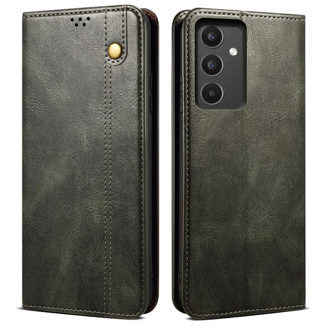 For Samsung Galaxy A13 4G / 5G Case Crazy Horse Texture Waxy Leather Wallet Stand Phone Cover - Green