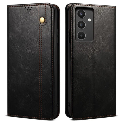For Samsung Galaxy A13 4G / 5G Case Crazy Horse Texture Waxy Leather Wallet Stand Phone Cover - Black