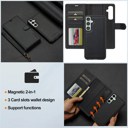 LC.IMEEKE L2 Series for Samsung Galaxy A36 5G Case PU Leather Wallet Detachable Magnetic Phone Cover