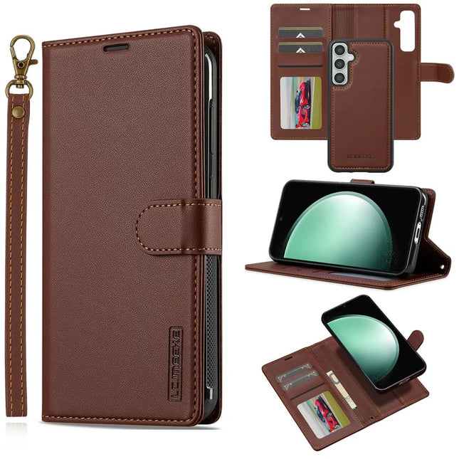 LC.IMEEKE L2 Series for Samsung Galaxy A36 5G Case PU Leather Wallet Detachable Magnetic Phone Cover - Brown