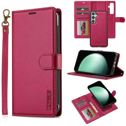 LC.IMEEKE L2 Series for Samsung Galaxy A36 5G Case PU Leather Wallet Detachable Magnetic Phone Cover - Red
