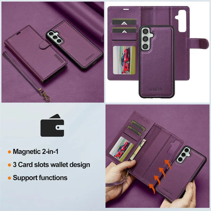 LC.IMEEKE L2 Series for Samsung Galaxy A36 5G Case PU Leather Wallet Detachable Magnetic Phone Cover