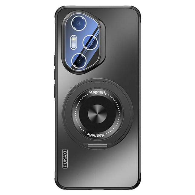 For Honor 300 Ultra Case Compatible with MagSafe Kickstand TPU PC Heat Dissipation Phone Cover - Black