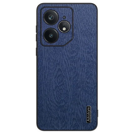 For Realme Neo7 5G Case Wood Texture PU Leather Coated PC TPU Phone Cover - Blue