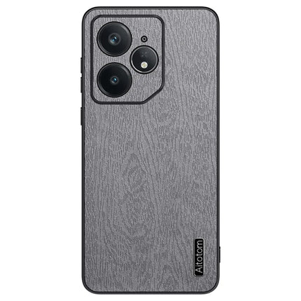 For Realme Neo7 5G Case Wood Texture PU Leather Coated PC TPU Phone Cover - Grey