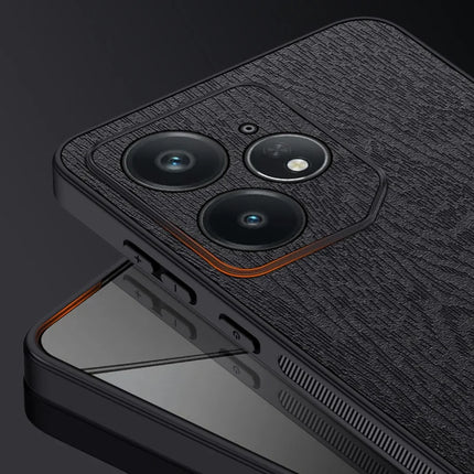 For Realme Neo7 5G Case Wood Texture PU Leather Coated PC TPU Phone Cover