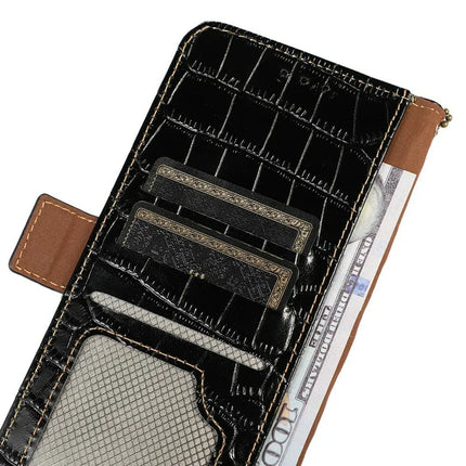 Genuine Cow Leather Phone Case for OnePlus Ace 5 Pro 5G / Ace 5 5G / 13R 5G Crocodile Texture Phone Wallet Cover
