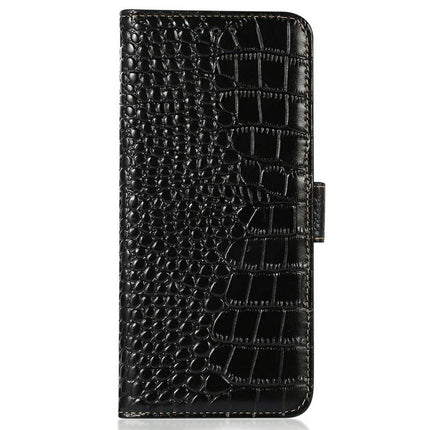 Genuine Cow Leather Phone Case for OnePlus Ace 5 Pro 5G / Ace 5 5G / 13R 5G Crocodile Texture Phone Wallet Cover