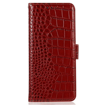 Genuine Cow Leather Phone Case for OnePlus Ace 5 Pro 5G / Ace 5 5G / 13R 5G Crocodile Texture Phone Wallet Cover