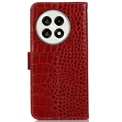 Genuine Cow Leather Phone Case for OnePlus Ace 5 Pro 5G / Ace 5 5G / 13R 5G Crocodile Texture Phone Wallet Cover