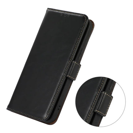 Genuine Cow Leather Phone Case for OnePlus Ace 5 Pro 5G / Ace 5 5G / 13R 5G RFID Blocking Wallet Cover