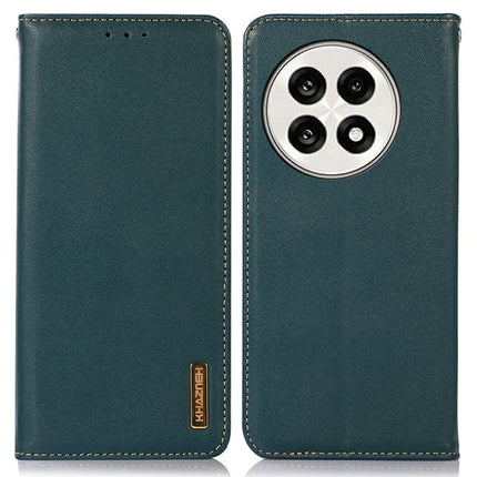 KHAZNEH Genuine Cow Leather Wallet Case for OnePlus Ace 5 Pro 5G / Ace 5 5G / 13R 5G Nappa Texture Phone Cover - Green