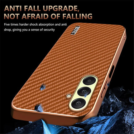 AZNS For Samsung Galaxy A56 5G Case Electroplating Carbon Fiber Texture PU + TPU Phone Cover