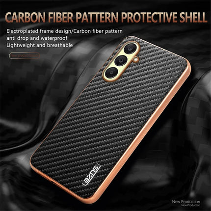 AZNS For Samsung Galaxy A56 5G Case Electroplating Carbon Fiber Texture PU + TPU Phone Cover