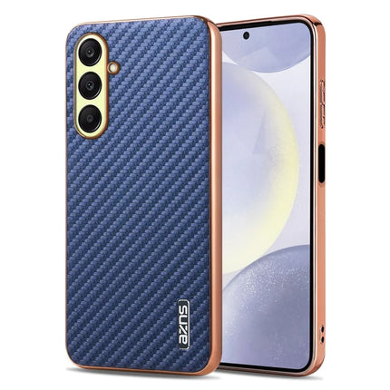 AZNS For Samsung Galaxy A56 5G Case Electroplating Carbon Fiber Texture PU + TPU Phone Cover - Blue