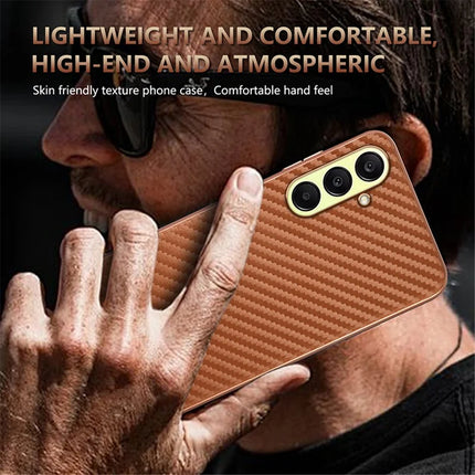 AZNS For Samsung Galaxy A56 5G Case Electroplating Carbon Fiber Texture PU + TPU Phone Cover